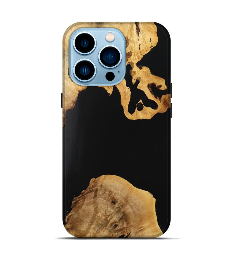 iPhone 14 Pro Wood Live Edge Phone Case - Edgardo (Pure Black, 731386)