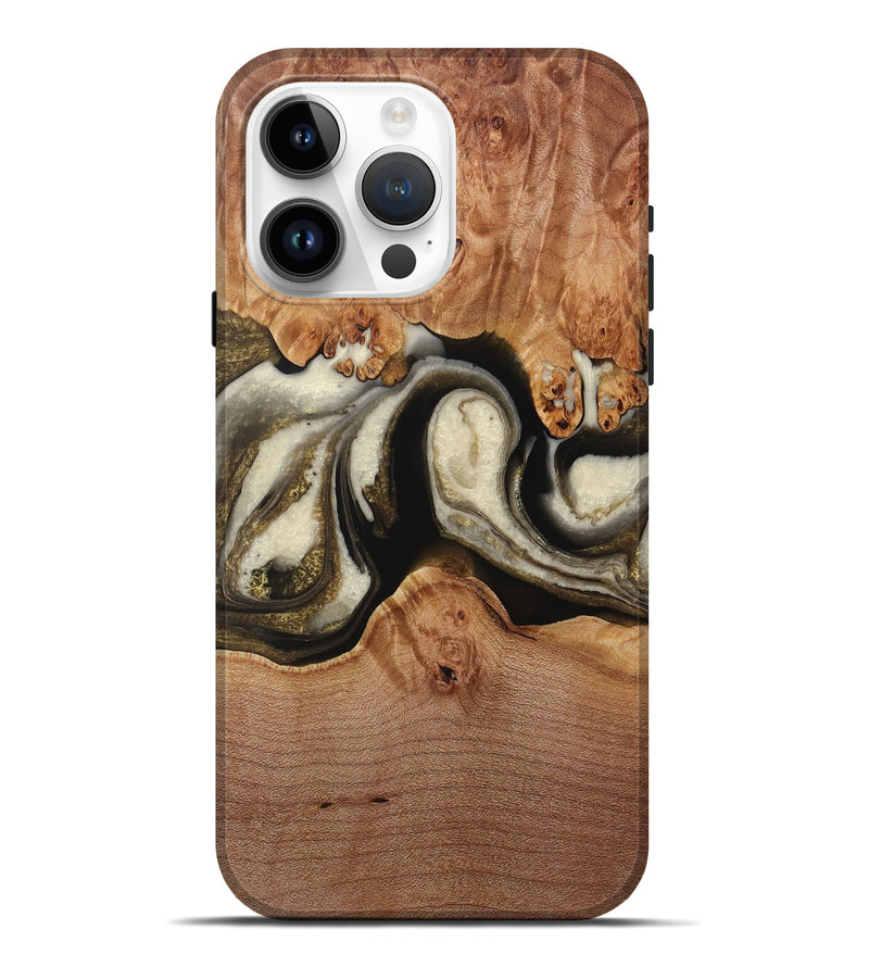 iPhone 15 Pro Max Wood Live Edge Phone Case - Karen (Black & White, 731467)