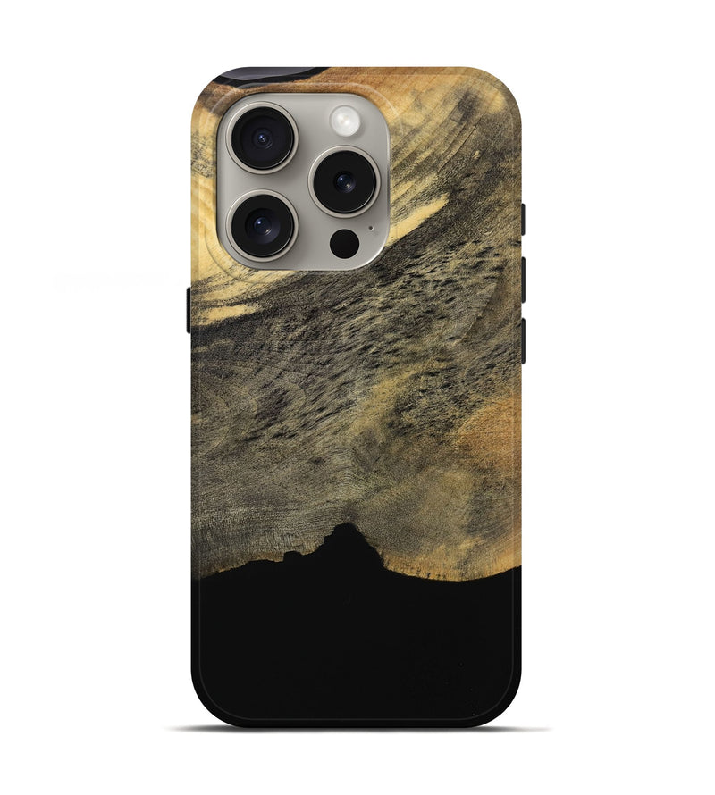 iPhone 16 Pro Wood Live Edge Phone Case - Ivey (Pure Black, 731690)