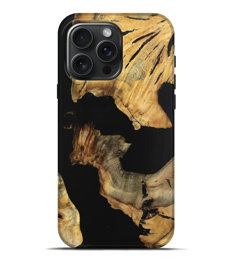 iPhone 16 Pro Max Wood Live Edge Phone Case - Karine (Pure Black, 733062)