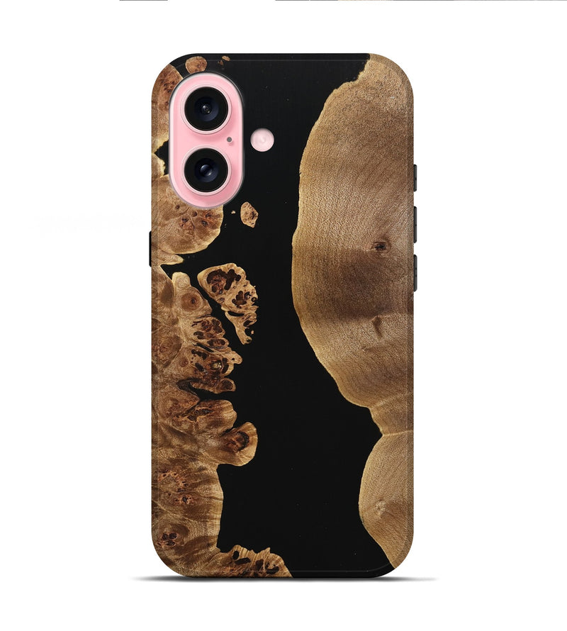 iPhone 16 Wood Live Edge Phone Case - Marty (Pure Black, 733401)