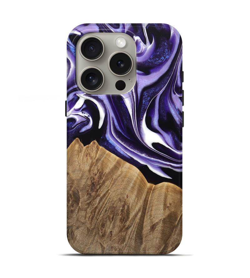 iPhone 16 Pro Wood Live Edge Phone Case - Amand (Purple, 733421)