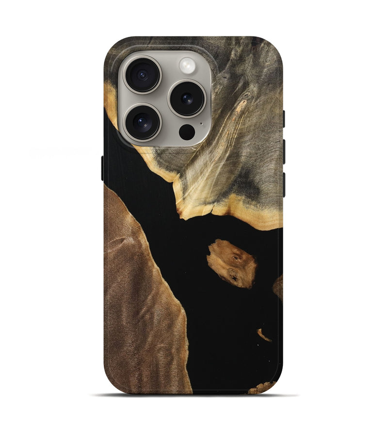 iPhone 16 Pro Wood Live Edge Phone Case - Kalinda (Pure Black, 733819)