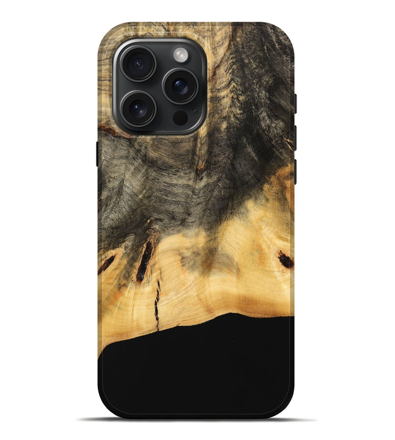 iPhone 16 Pro Max Wood Live Edge Phone Case - Kambiz (Pure Black, 733875)