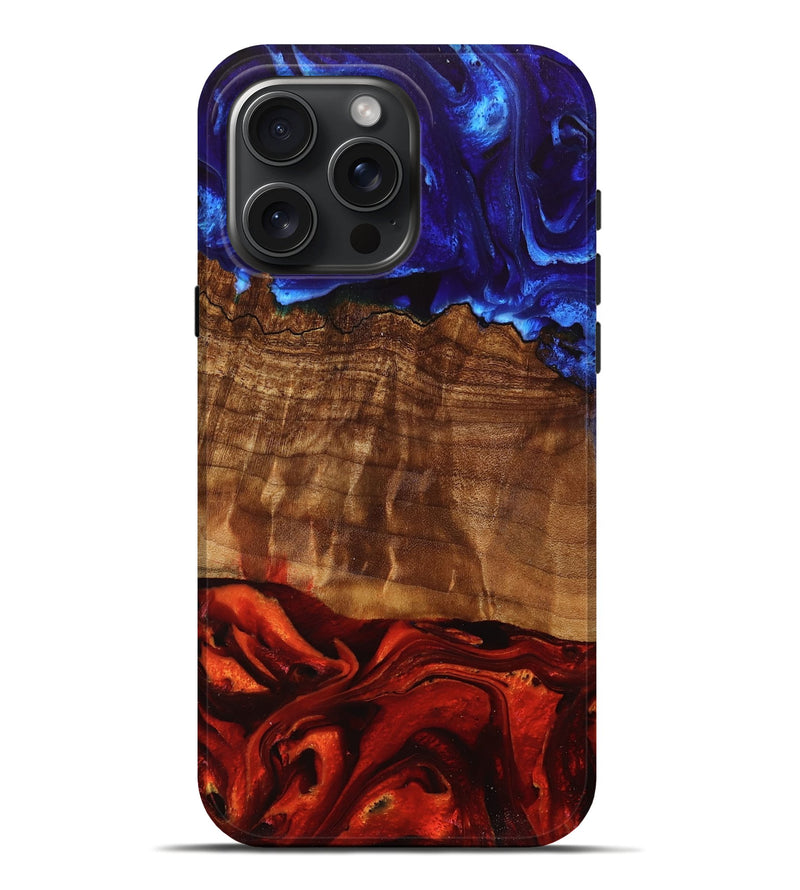 iPhone 16 Pro Max Wood Live Edge Phone Case - Pradi (Fire & Ice, 734346)