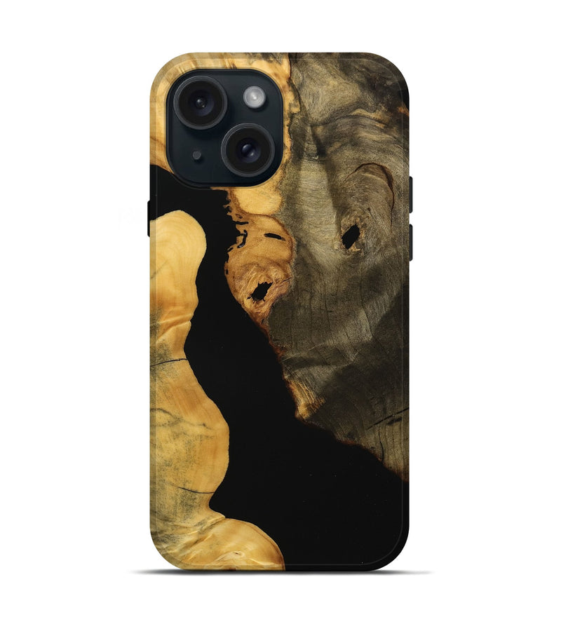 iPhone 15 Wood Live Edge Phone Case - Shade (Pure Black, 734846)