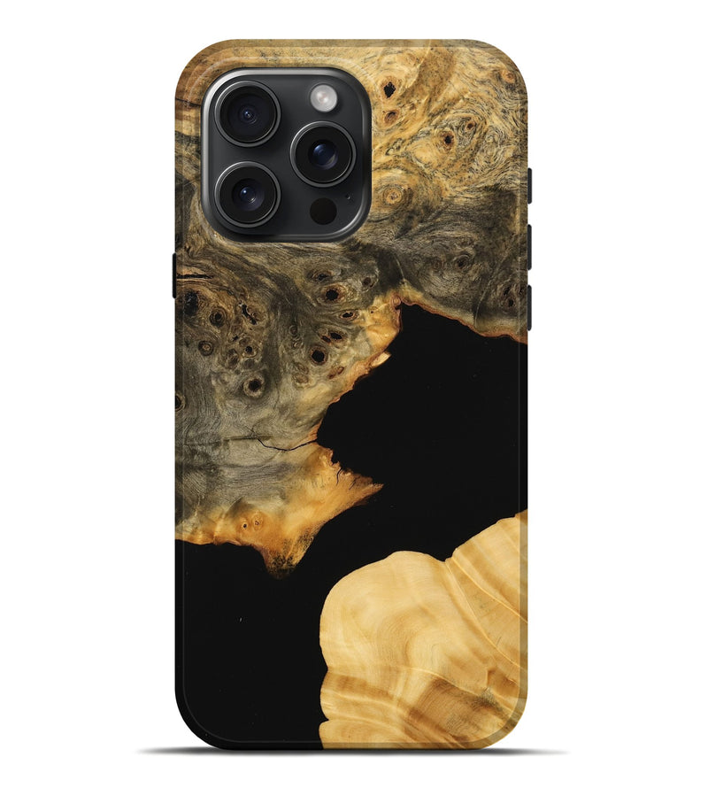 iPhone 16 Pro Max Wood Live Edge Phone Case - Matthew (Pure Black, 734848)
