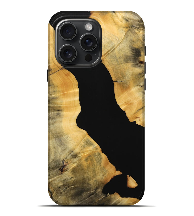 iPhone 16 Pro Max Wood Live Edge Phone Case - Suzy (Pure Black, 734885)