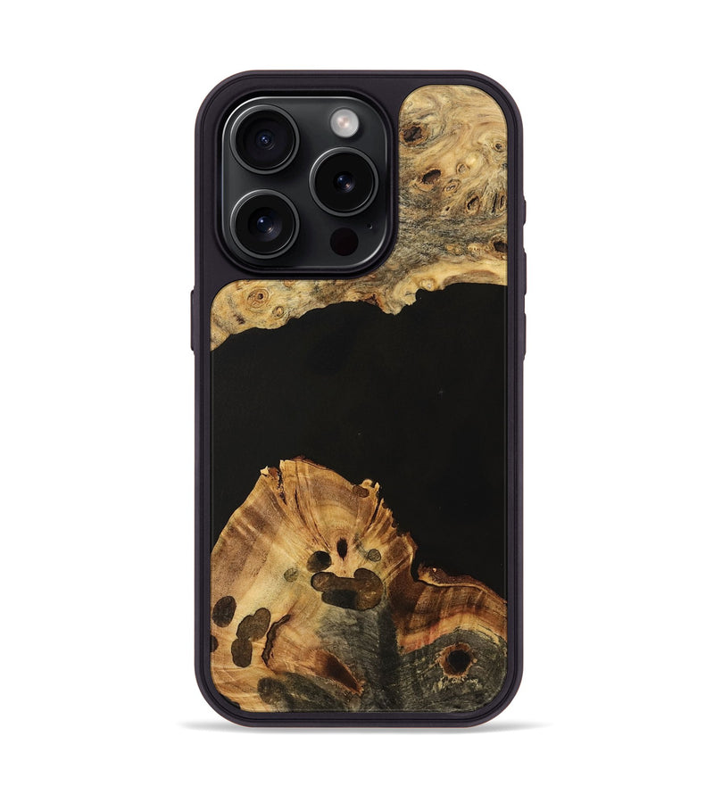 iPhone 15 Pro Wood Phone Case - Liddie (Pure Black, 735109)