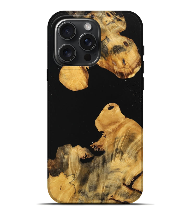 iPhone 16 Pro Max Wood Live Edge Phone Case - Ivette (Pure Black, 736341)