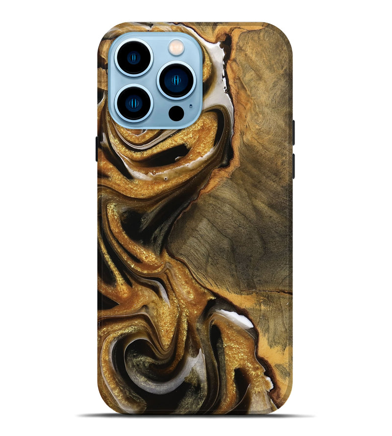 iPhone 14 Pro Max Wood Live Edge Phone Case - Glynda (Black & White, 736525)