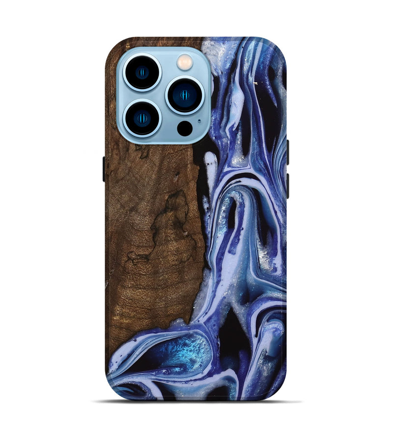 iPhone 14 Pro Wood Live Edge Phone Case - Kymi (Blue, 742596)