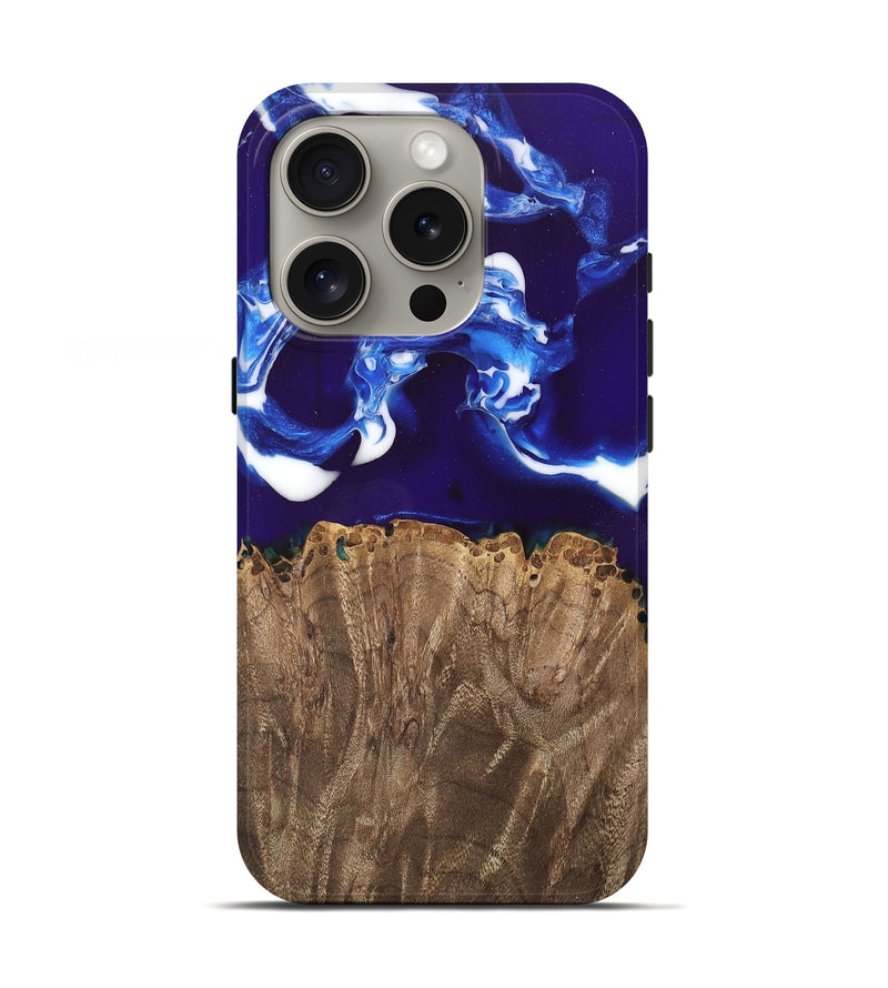 iPhone 16 Pro Wood Live Edge Phone Case - Alisa (Blue, 747501)