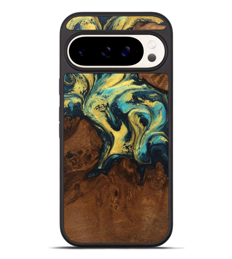 Pixel 9 Pro XL Wood Phone Case - Hailee (Teal & Gold, 750516)