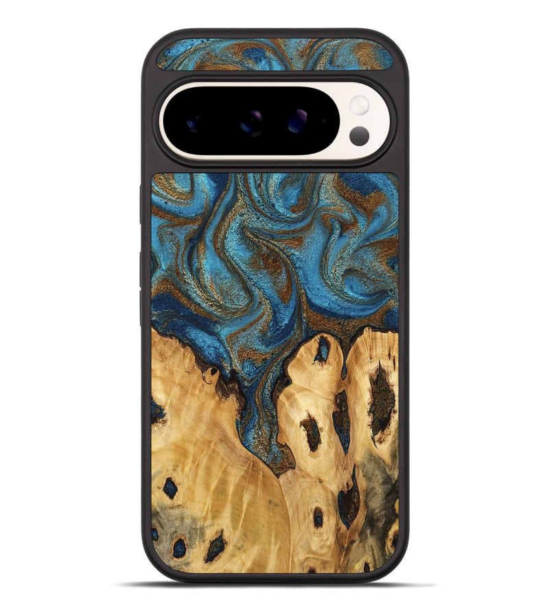 Pixel 9 Pro XL Wood Phone Case - Estell (Teal & Gold, 760016)