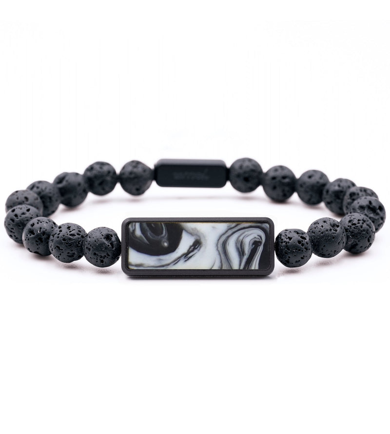 Lava Bead ResinArt Bracelet - Kristi (Black & White, 764804)
