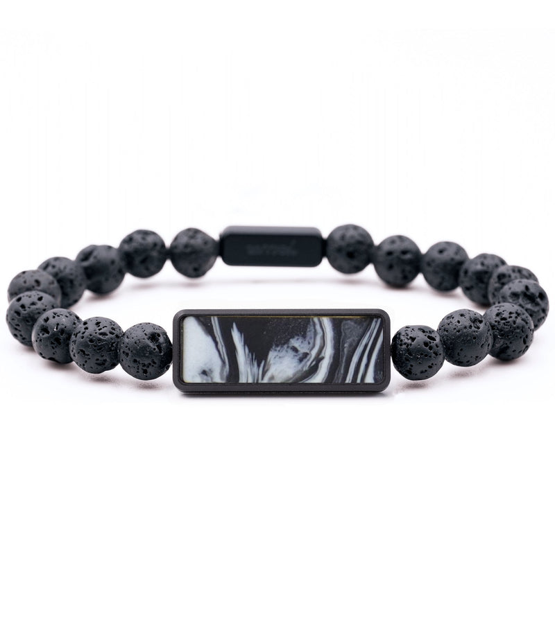 Lava Bead ResinArt Bracelet - Kenya (Black & White, 764814)