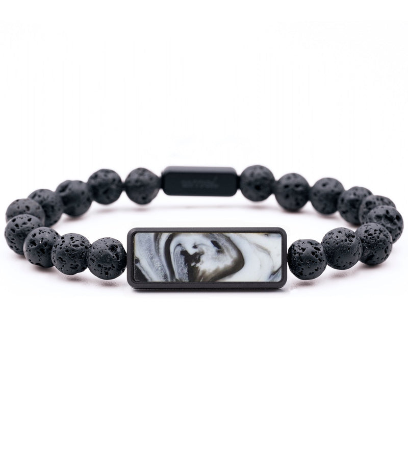 Lava Bead ResinArt Bracelet - Kris (Black & White, 764822)