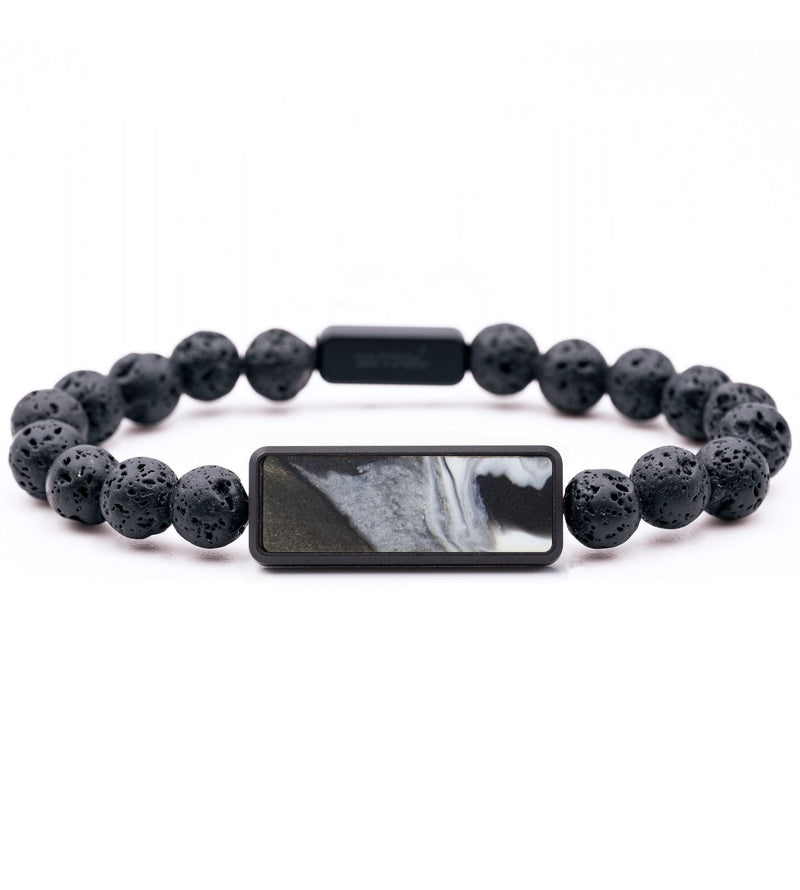 Lava Bead Wood Bracelet - Asher (Black & White, 764823)