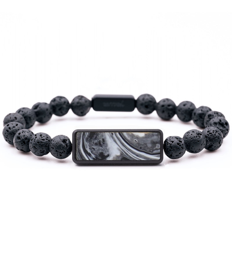 Lava Bead ResinArt Bracelet - Lela (Black & White, 764825)
