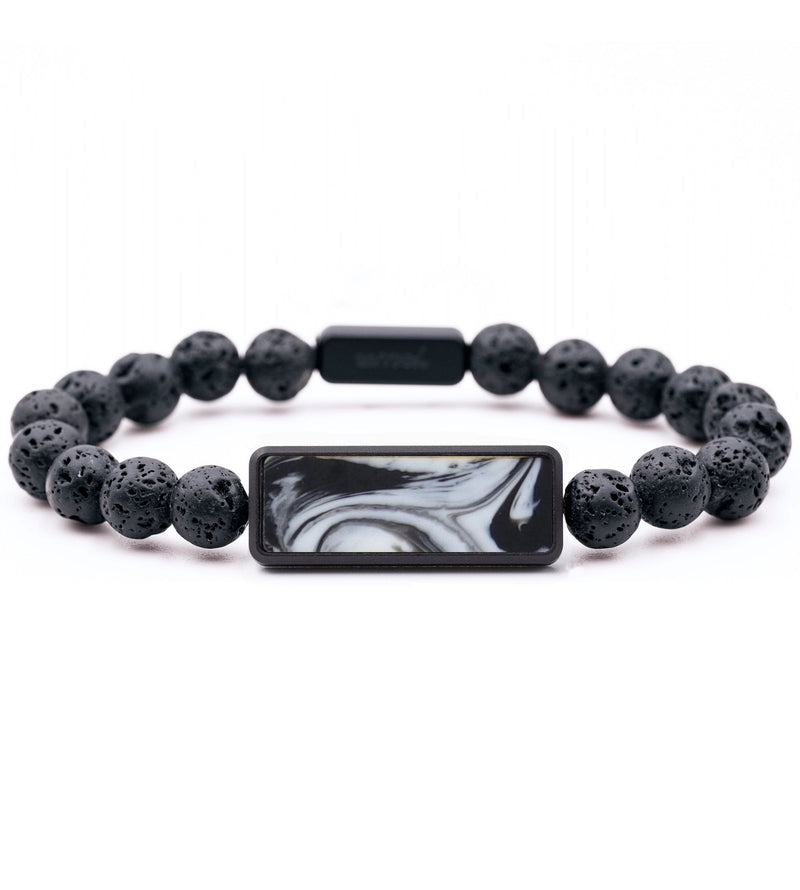 Lava Bead ResinArt Bracelet - Kyrie (Black & White, 764826)