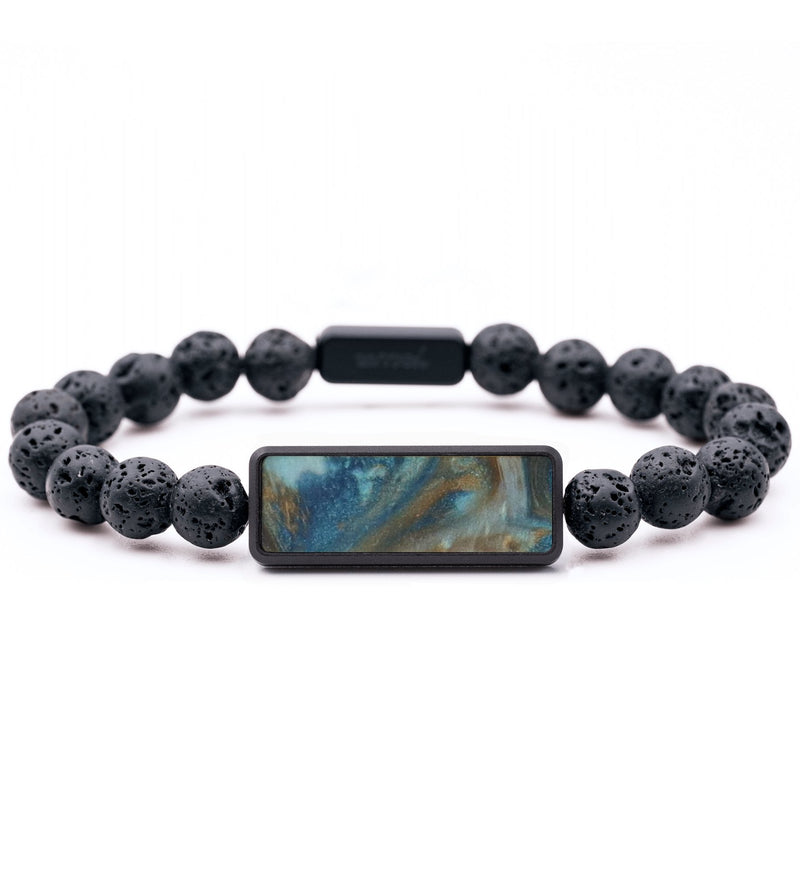 Lava Bead ResinArt Bracelet - John (Teal & Gold, 765936)