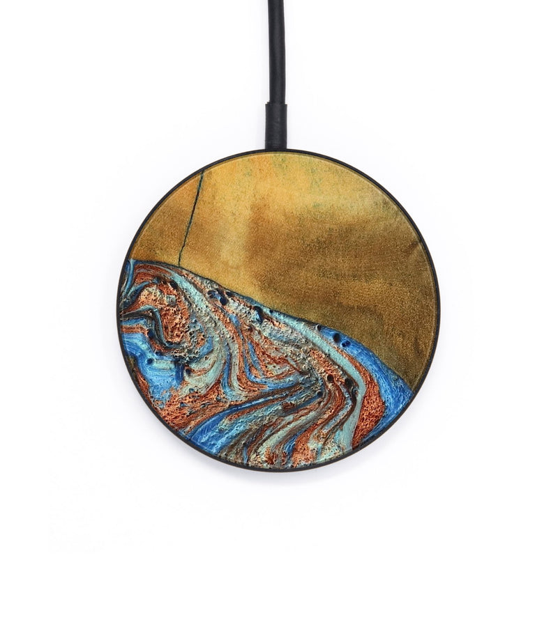 Circle Wood Wireless Charger - Bart (Teal & Gold, 769777)