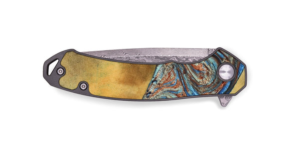 EDC Wood Pocket Knife - Bart (Teal & Gold, 769777)