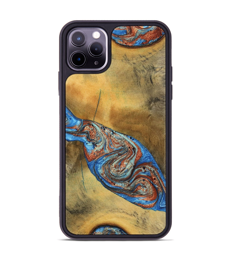 iPhone 11 Pro Max Wood Phone Case - Bart (Teal & Gold, 769777)