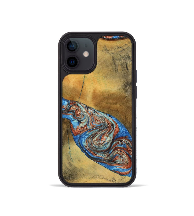 iPhone 12 mini Wood Phone Case - Bart (Teal & Gold, 769777)