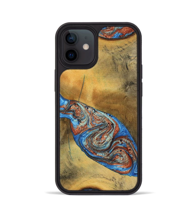 iPhone 12 Wood Phone Case - Bart (Teal & Gold, 769777)