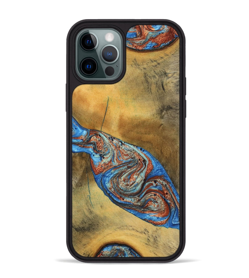 iPhone 12 Pro Max Wood Phone Case - Bart (Teal & Gold, 769777)