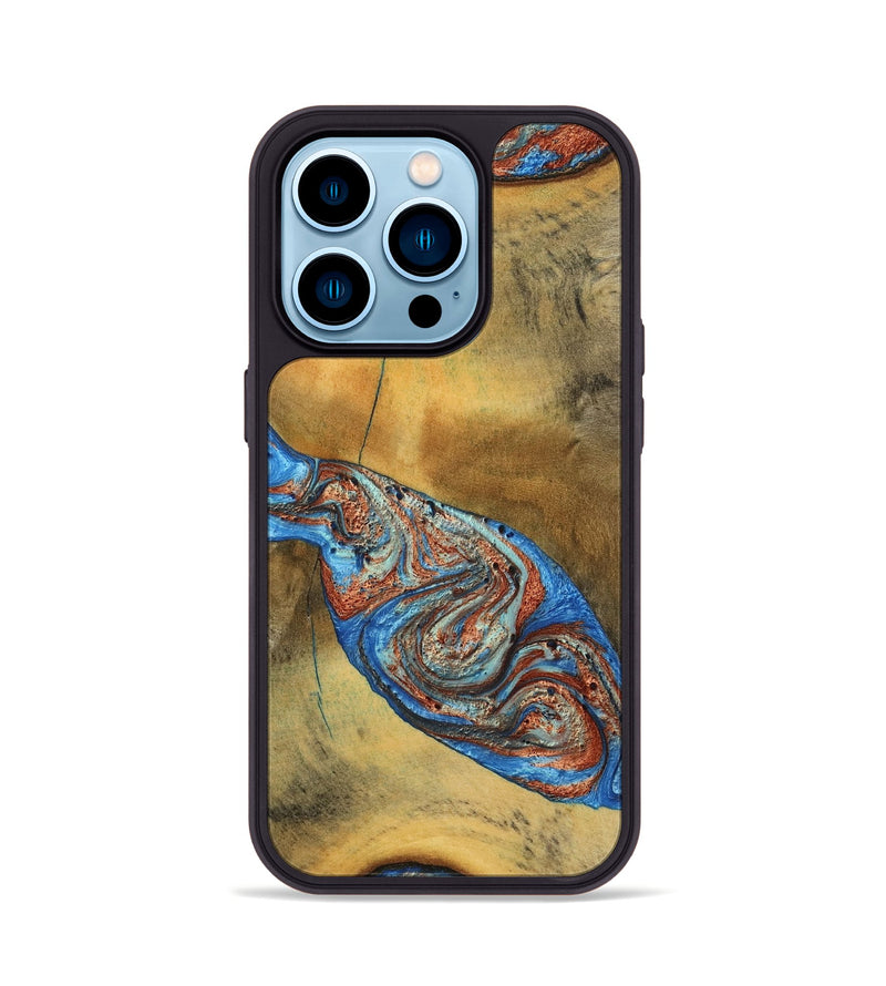 iPhone 14 Pro Wood Phone Case - Bart (Teal & Gold, 769777)