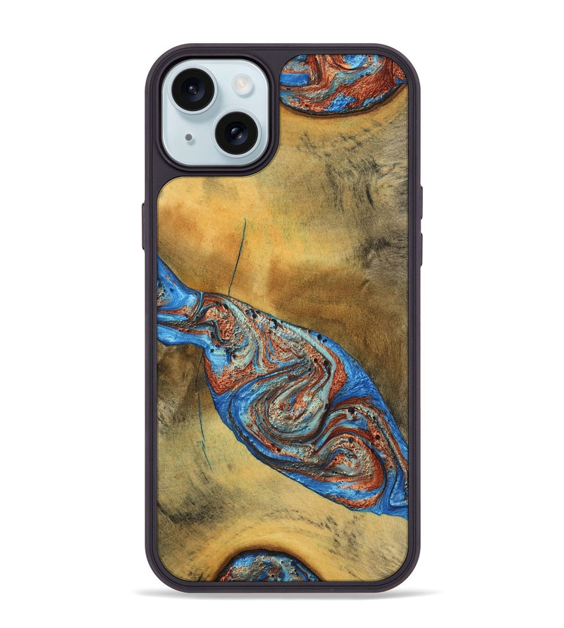 iPhone 15 Plus Wood Phone Case - Bart (Teal & Gold, 769777)