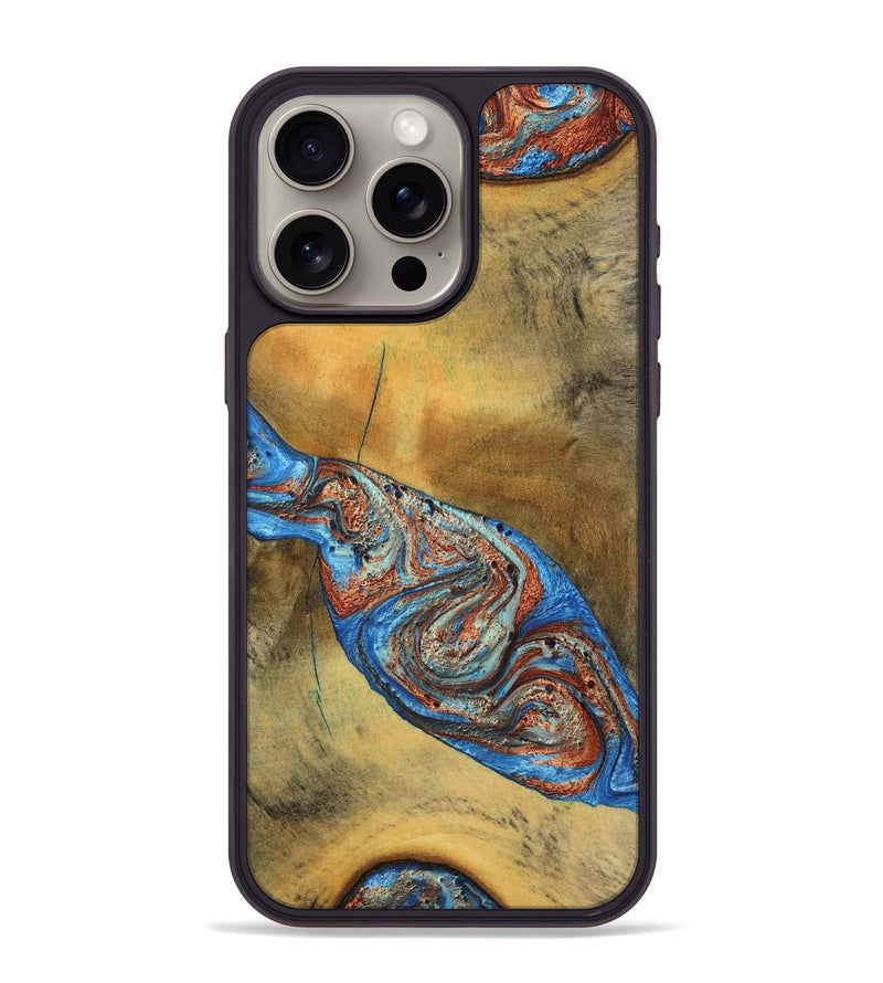 iPhone 15 Pro Max Wood Phone Case - Bart (Teal & Gold, 769777)