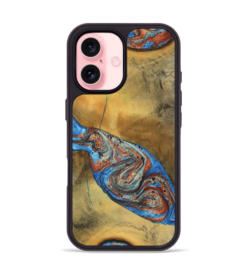 iPhone 16 Wood Phone Case - Bart (Teal & Gold, 769777)