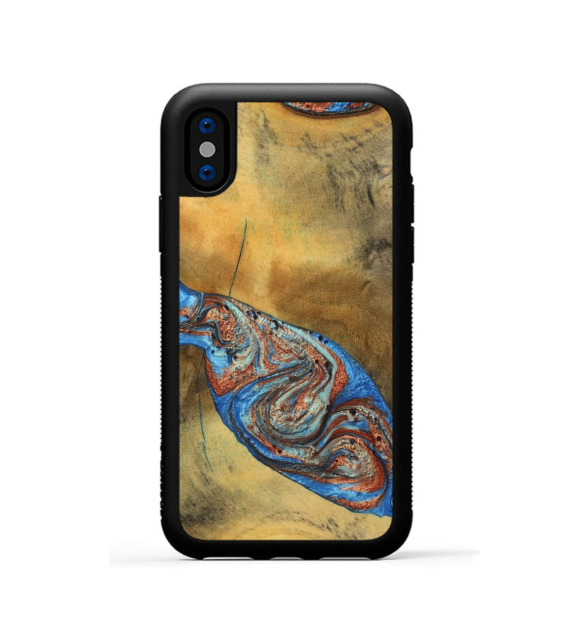 iPhone Xs Wood Phone Case - Bart (Teal & Gold, 769777)