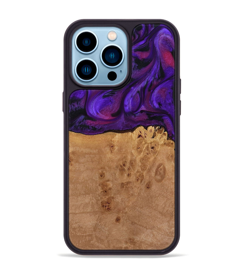 iPhone 14 Pro Max Wood Phone Case - Oren (Purple, 772351)