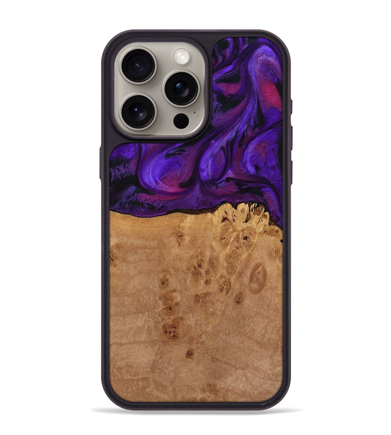 iPhone 15 Pro Max Wood Phone Case - Oren (Purple, 772351)