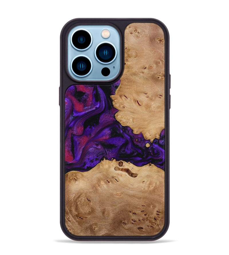 iPhone 14 Pro Max Wood Phone Case - Melva (Purple, 772817)