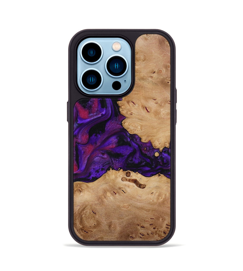 iPhone 14 Pro Wood Phone Case - Melva (Purple, 772817)