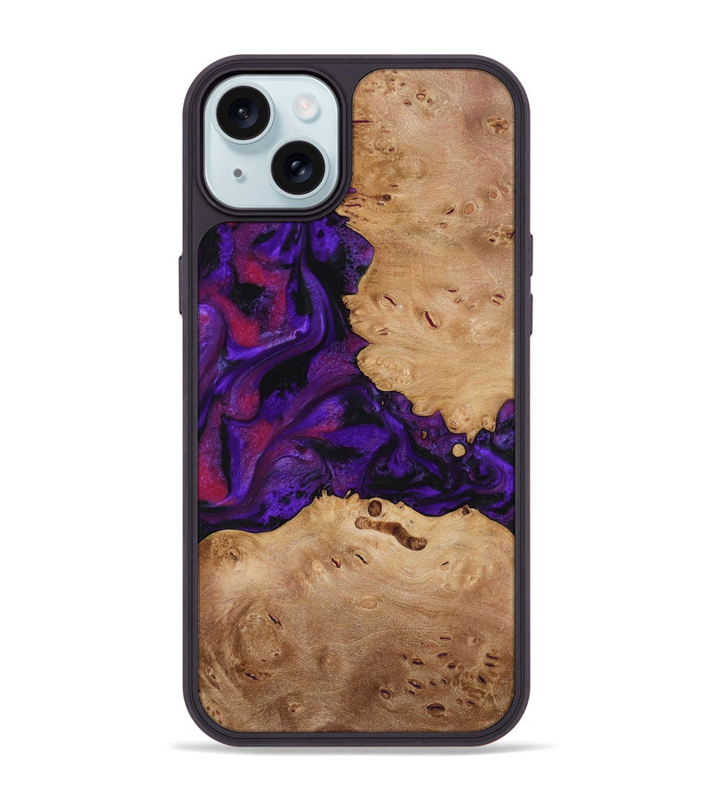iPhone 15 Plus Wood Phone Case - Melva (Purple, 772817)