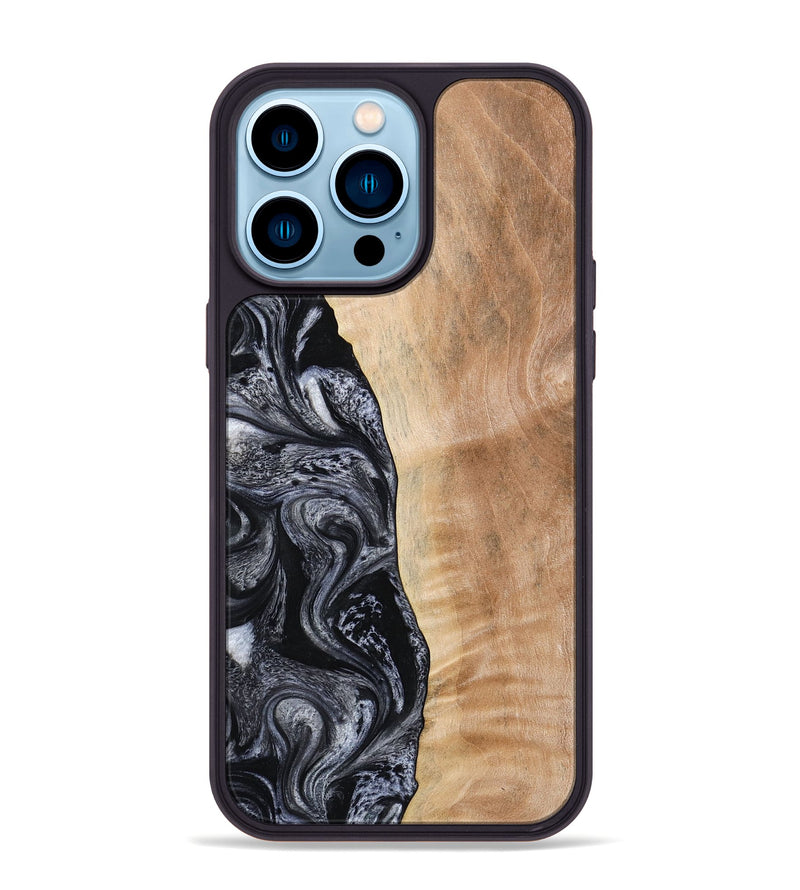 iPhone 14 Pro Max Wood Phone Case - Lula (Black & White, 773302)