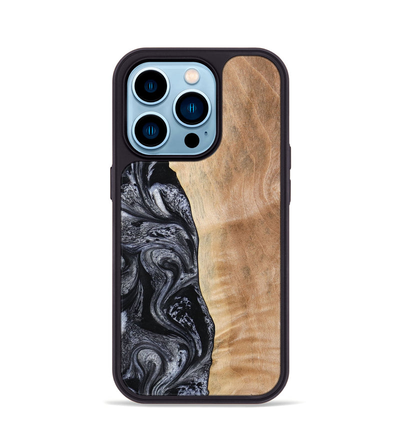 iPhone 14 Pro Wood Phone Case - Lula (Black & White, 773302)