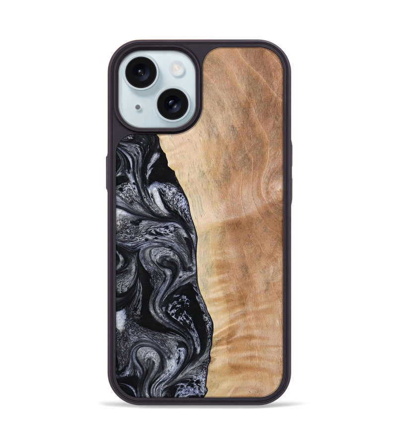 iPhone 15 Wood Phone Case - Lula (Black & White, 773302)