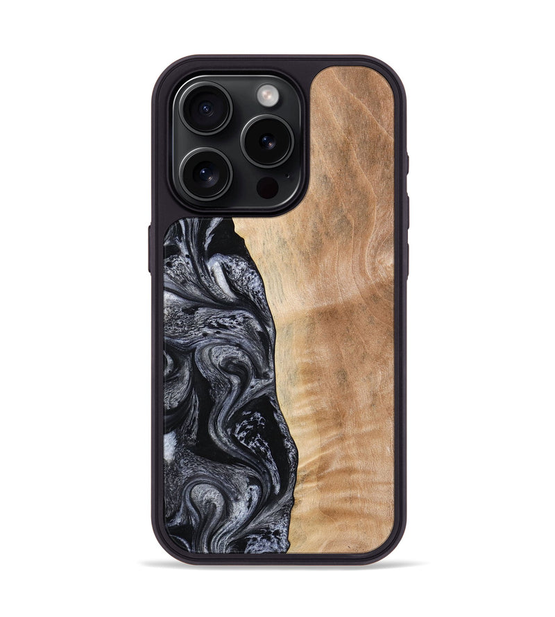 iPhone 15 Pro Wood Phone Case - Lula (Black & White, 773302)