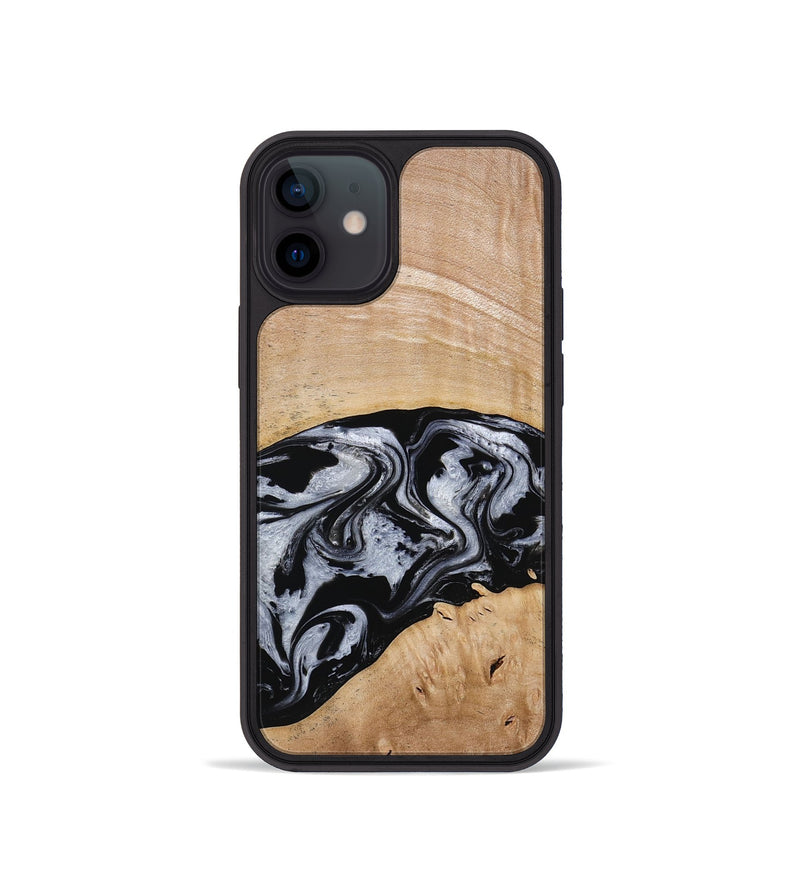 iPhone 12 mini Wood Phone Case - Aviana (Black & White, 773307)