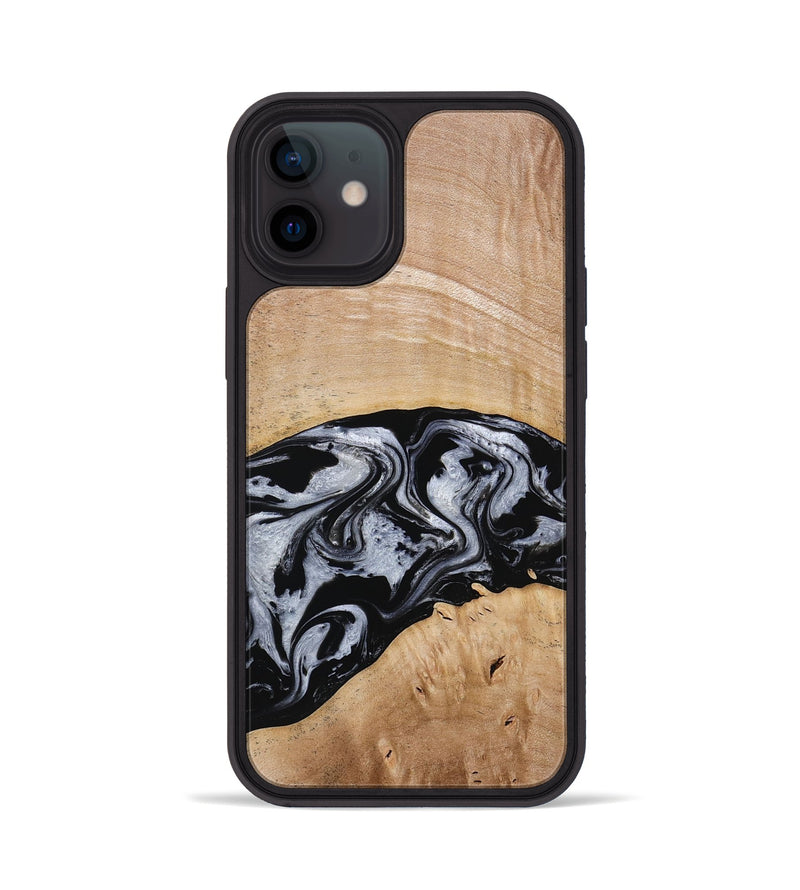 iPhone 12 Wood Phone Case - Aviana (Black & White, 773307)