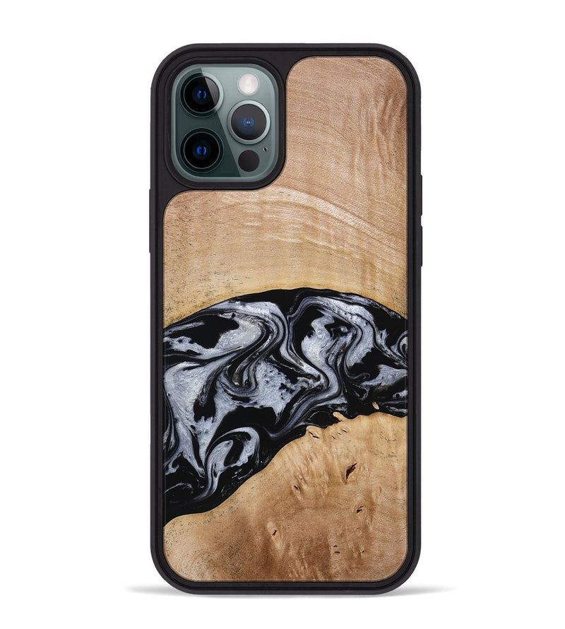 iPhone 12 Pro Max Wood Phone Case - Aviana (Black & White, 773307)