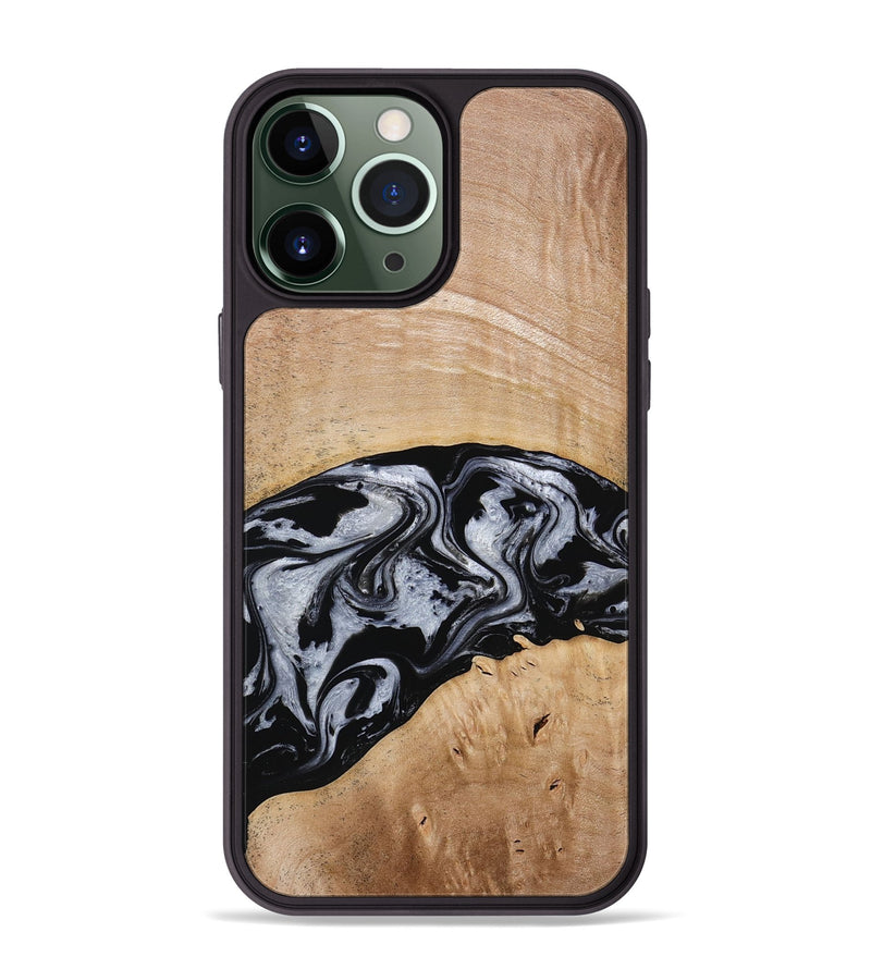 iPhone 13 Pro Max Wood Phone Case - Aviana (Black & White, 773307)